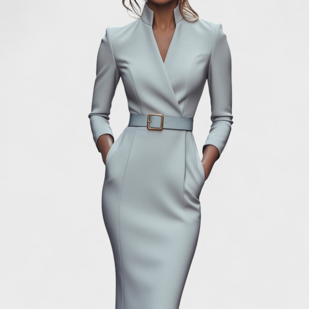 Lunori™ | Mandarin Luxe – Maxi abito con cintura