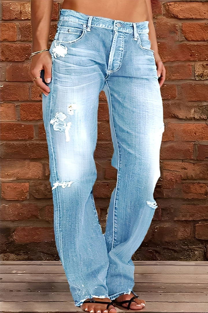 Demetria - Classiche Jeans Lavati a Vita Bassa per Donne