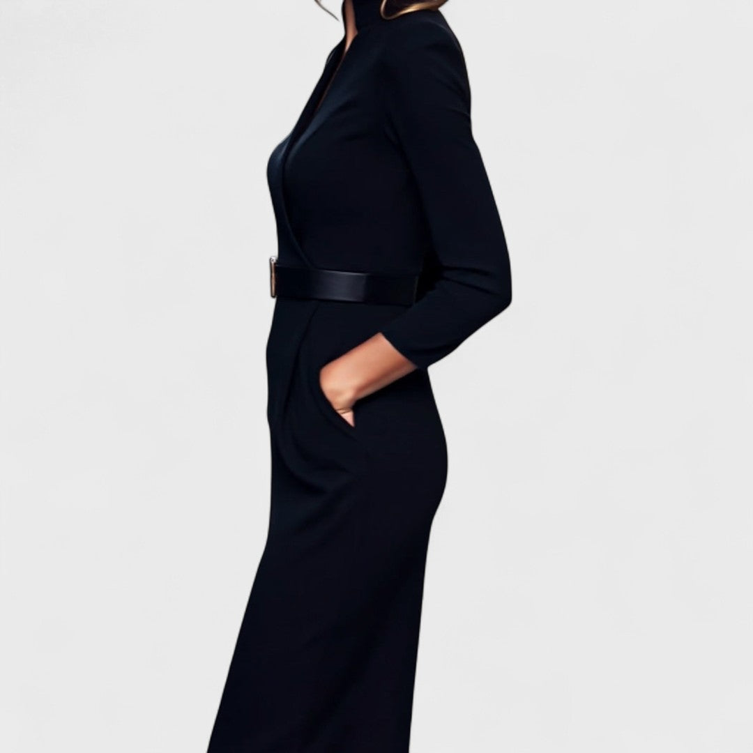 Lunori™ | Mandarin Luxe – Maxi abito con cintura