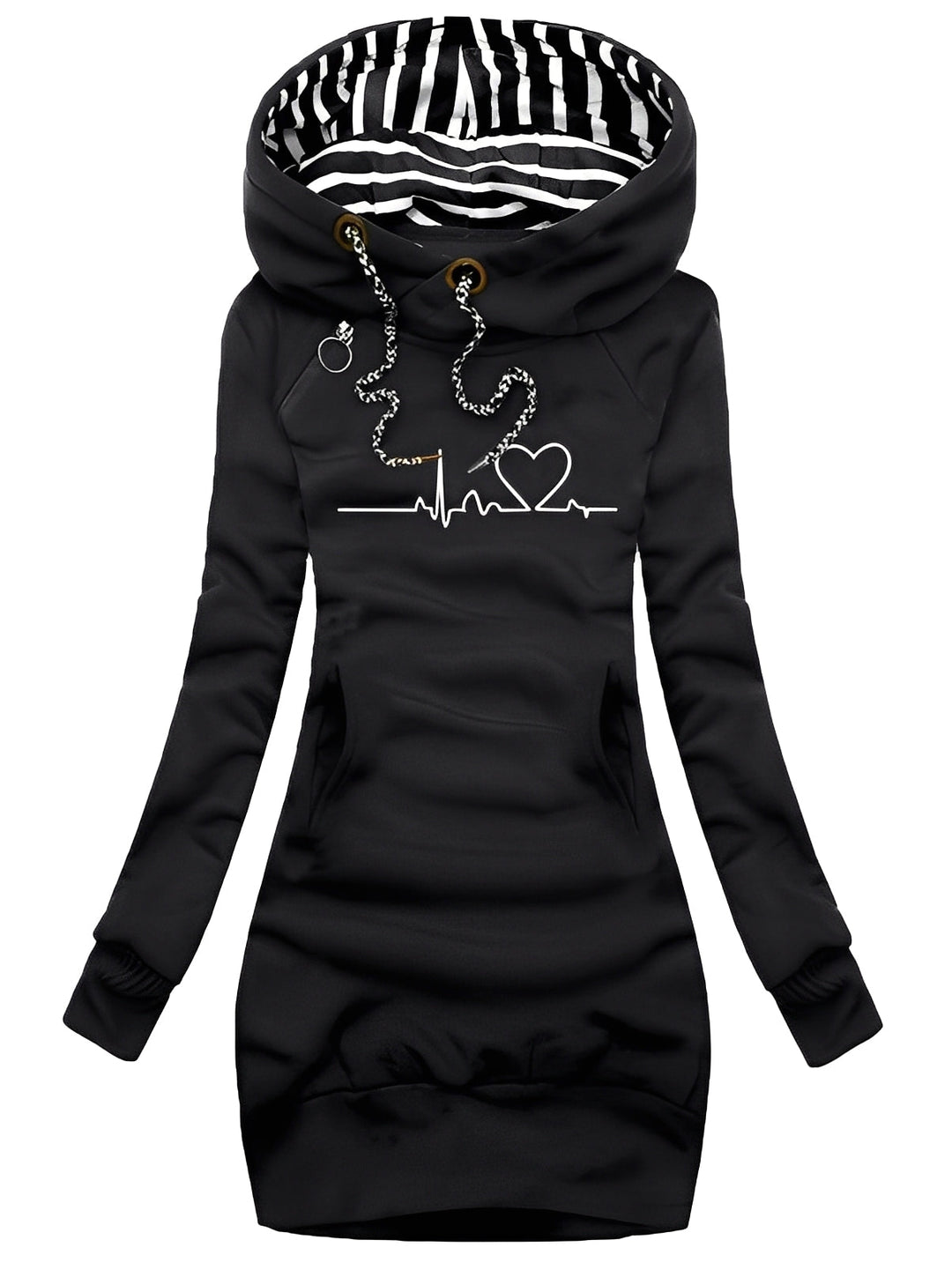 Roxanne - Abito in maglia casual stampato con cappuccio per donne