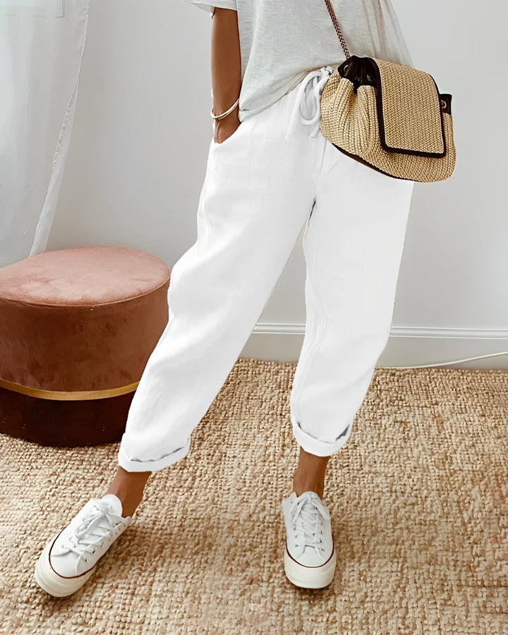 Sherie - Casual, morbidi pantaloni di lino per donne