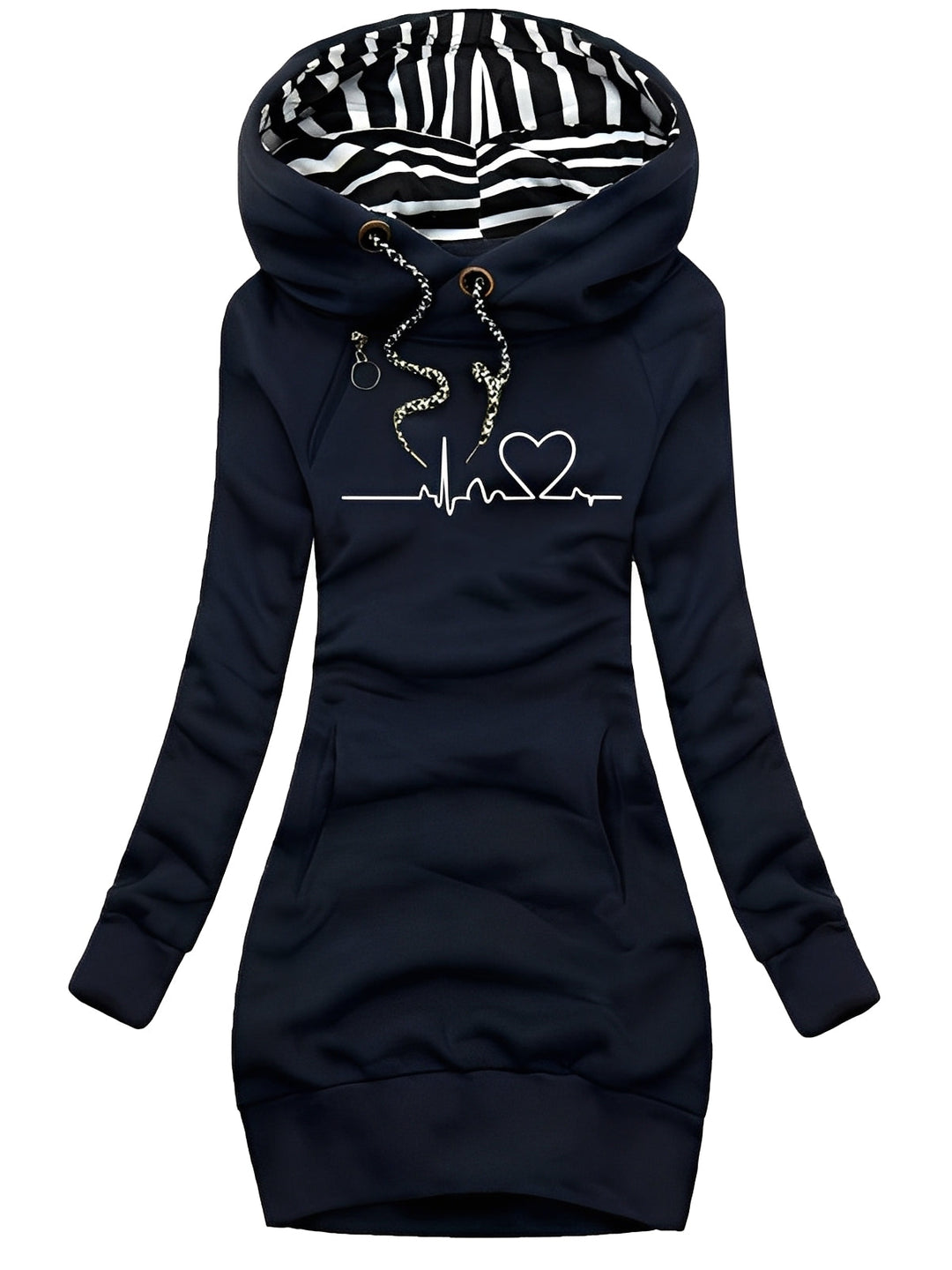 Roxanne - Abito in maglia casual stampato con cappuccio per donne
