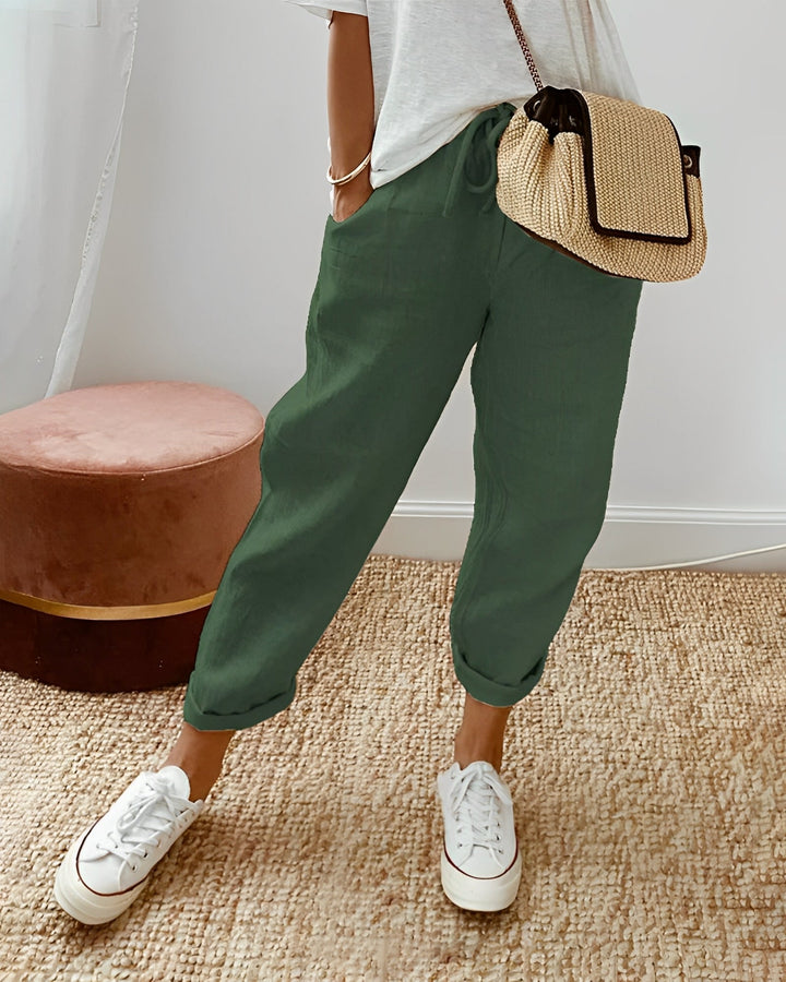 Sherie - Casual, morbidi pantaloni di lino per donne