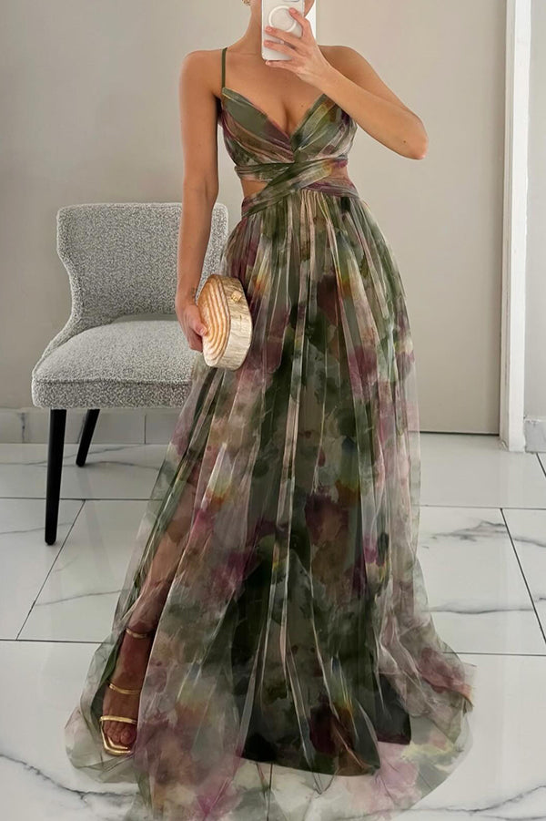Gwendolyn - Elegante Abito Lungo con Stampa Floreale Donna