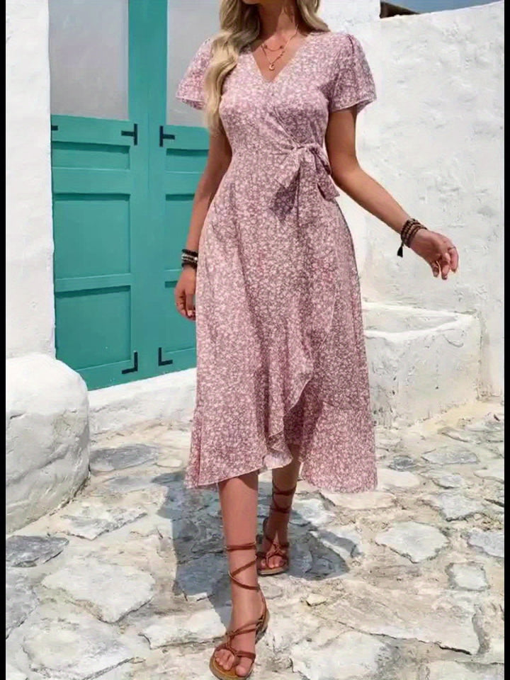 Alessandra™ – Vestito Lungo Floreale a Portafoglio