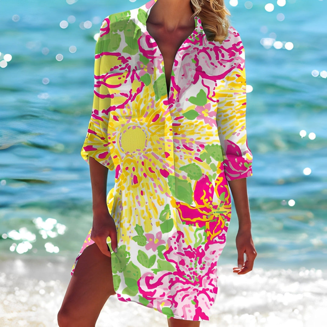 Hollie - Classico abito camicia con stampa per donne