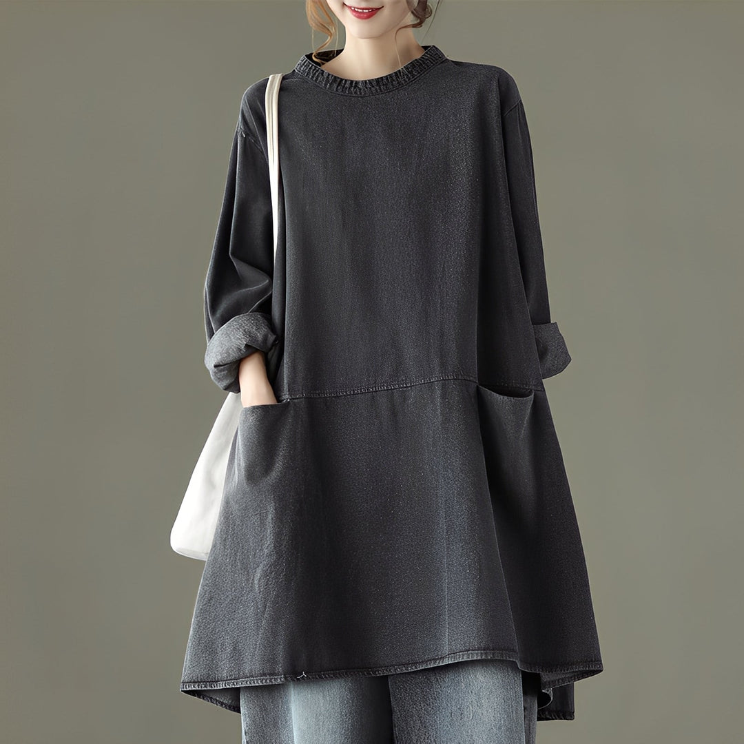 Valerie - Abito maxi casual in denim con tasche per donne