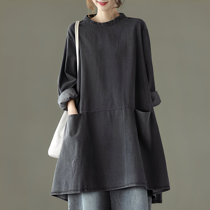Valerie - Abito maxi casual in denim con tasche per donne