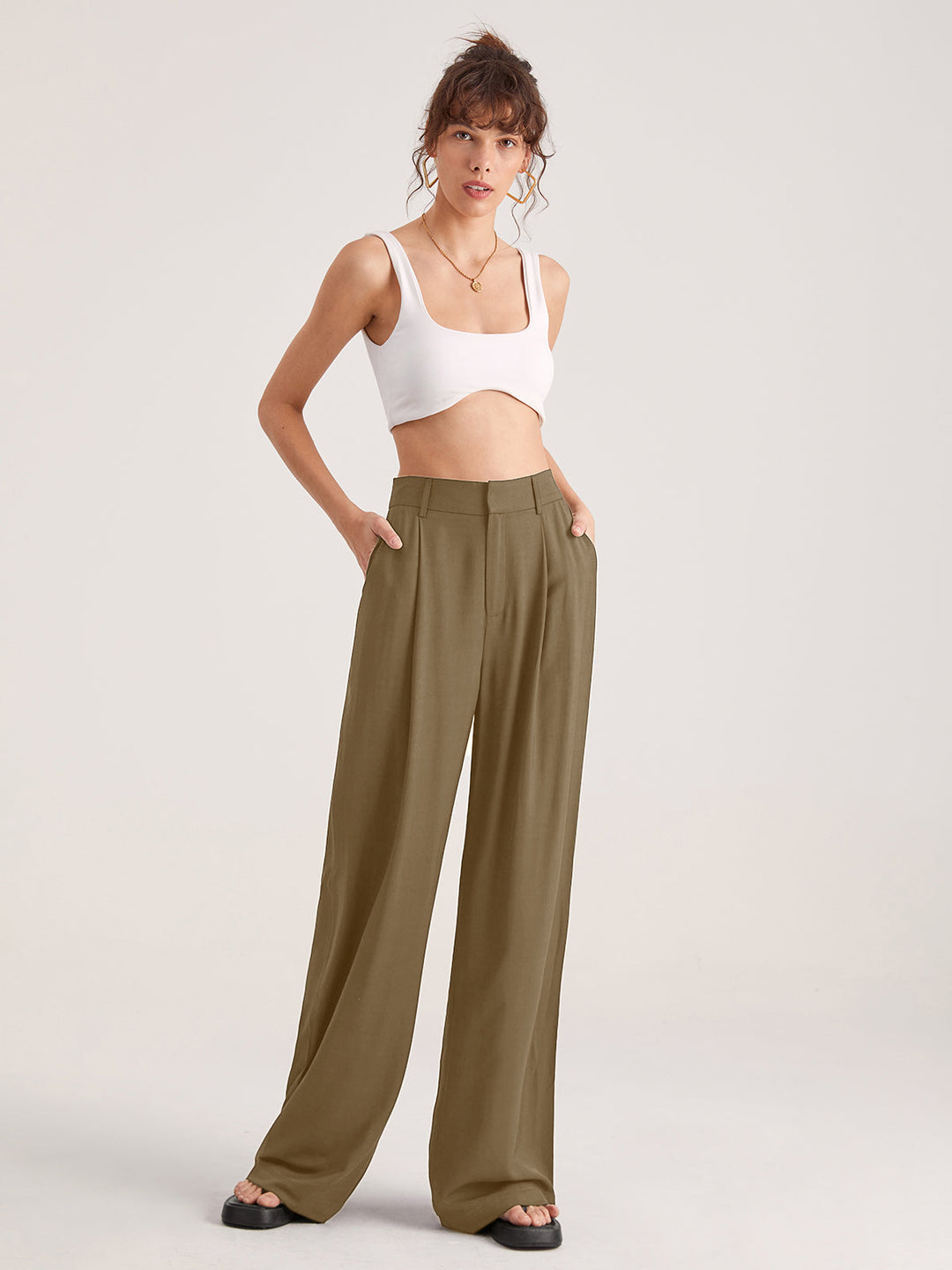 Nadia – Pantaloni a Faldini con Vita Alta