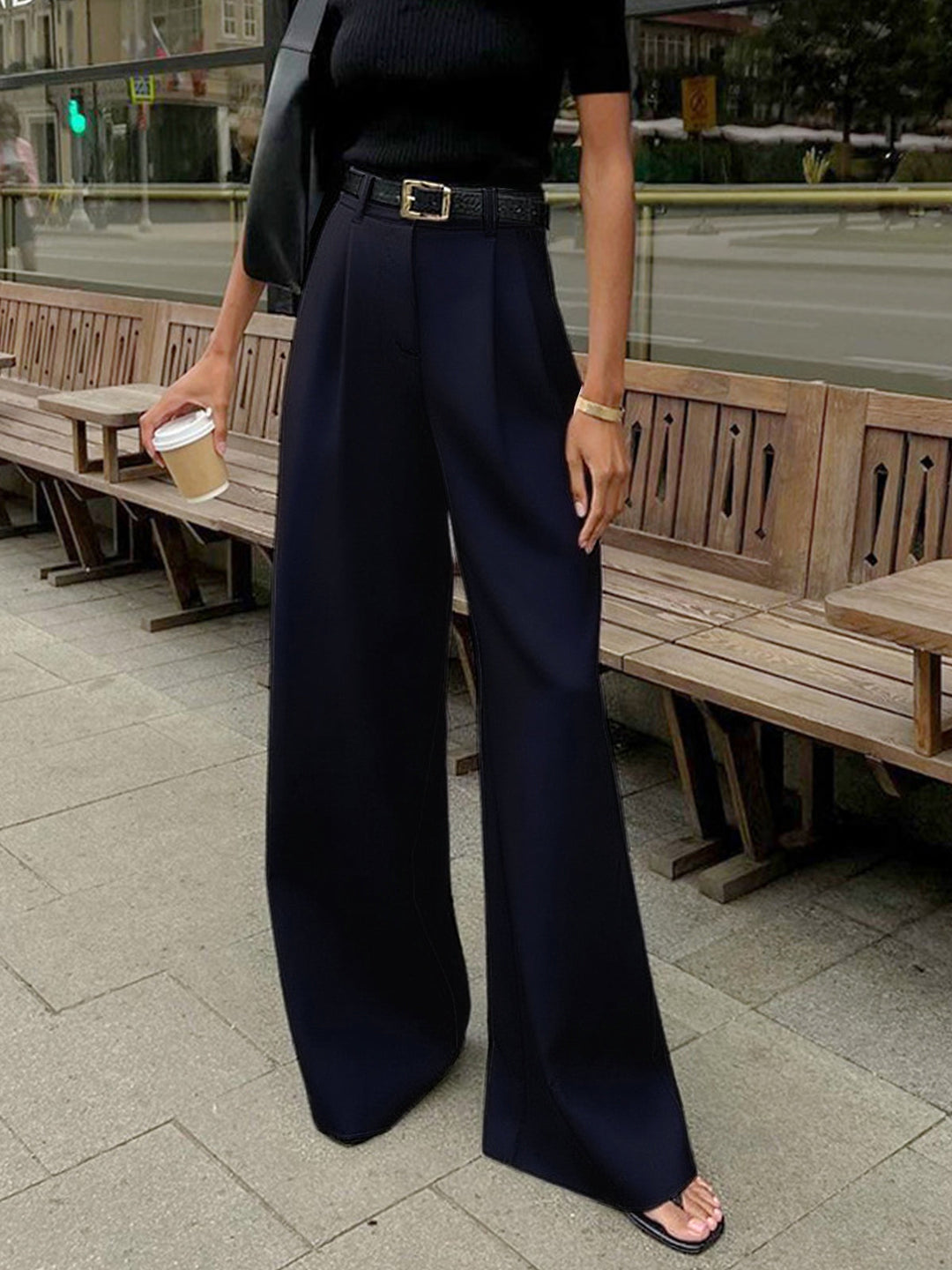 Marlene – Pantaloni in Tessuto Largo Senza Cintura