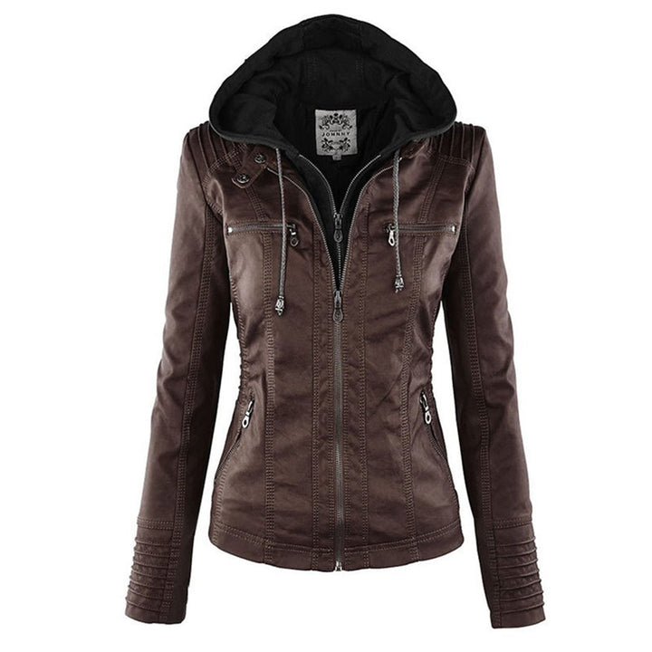 Valentina | Giacca moderna in pelle con cappuccio