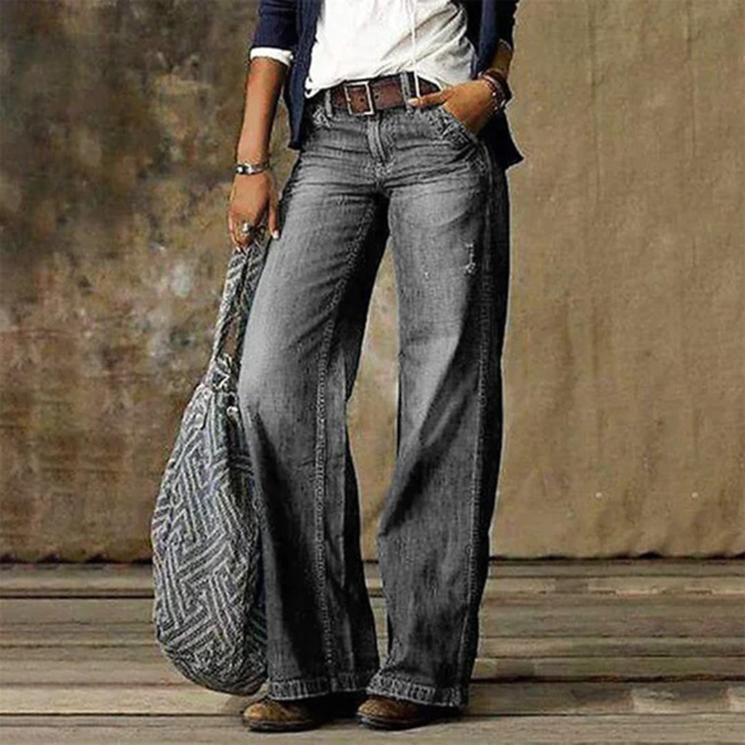 Loreth - Pantaloni di tessuto femminili con gamba ampia