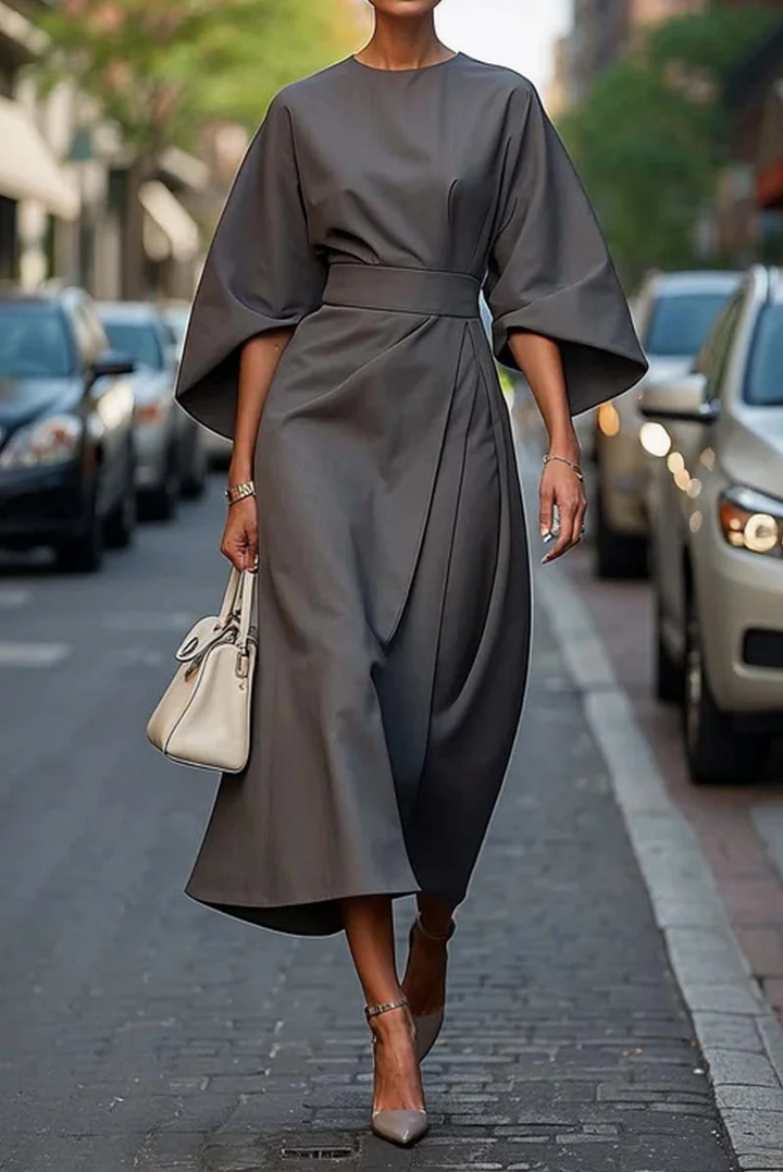 Grace | Abito Elegante con Maniche a Lanterna e Cintura