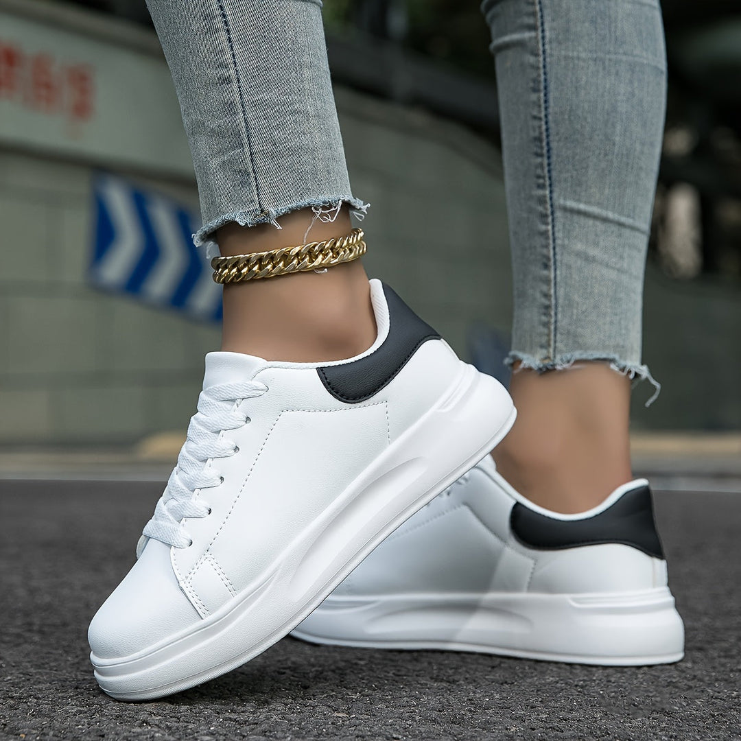 Techno - Bianche Sneaker in Pelle Donna Look Pulito